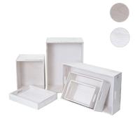 Mendler Set de 6 boîtes de rangement en bois - Blanc