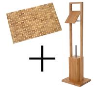Mendler Set salle de bain porte-rouleau + tapis - marron