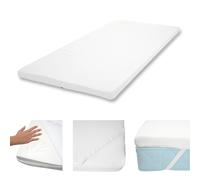 6cm Surmatelas à mousse Memory HWC-E63, Couvre-matelas, housse 90x200cm mousse visco Blanc