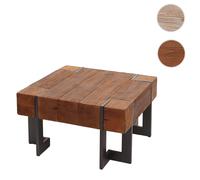 Mendler Table basse HWC-A15 Bois de sapin rustique massif 70x70cm Brun
