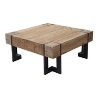 Mendler Table Basse de Salon HWC-A15 Bois Massif de Sapin Rustique 60x60cm