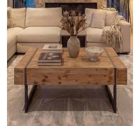 Mendler Table Basse de Salon HWC-A15, Sapin Massif Rustique 40x120x60cm