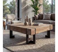 Mendler Table Basse de Salon HWC-A15AM, Sapin Massif Rustique - 40x90x90cm
