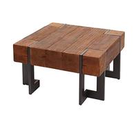 Mendler Table Basse HWC-A15, Table de Salon, Bois de Sapin Rustique Massif - Brun 70x70cm