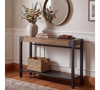 Mendler Table Console HWC-Q68 82x120x31cm Aspect Bois Brun et métal Noir