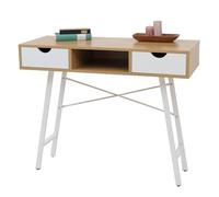 Mendler Table d'appoint HWC-E92 100x40cm Brun Naturel Blanc