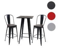 Mendler Table de bar avec tabourets - Noir