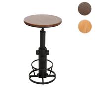 Table de bar HWC-N20, table de bistrot, réglable en hauteur pivotant repose-pieds industriel bois massif Ø 61 cm brun