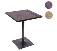 Table de bistrot HWC-H10,table de bar, gastronomie industrielle, bois d'orme certifié MVG 76x60x60cm brun noir