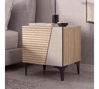 Mendler Table de Chevet HWC-Q83, en MDF 50x45x42cm - Aspect chêne