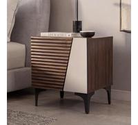 Mendler Table de Chevet HWC-Q83, en MDF 50x45x42cm - Aspect Noyer