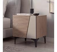 Mendler Table de Chevet HWC-Q83, en MDF 50x45x42cm - Aspect Noyer Clair
