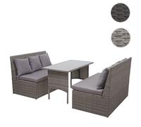 Garniture En Polyrotin Hwc-G16, Jardin, Gastronomie, 2x Canapé 2 Places, Table Gris, Coussin Gris Foncé Gris