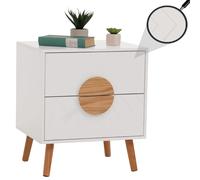 Mendler Table de Chevet HWC-N89 55x48x40cm Blanc