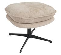 Tabouret avec coussin HWC-P32, Pouf/repose-pieds Ottomane Tissu/Textile Chenille (370 g/m²) ~ crème