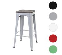 Tabouret de bar HWC-A73 avec assise en bois, chaise de bar, métal design industriel empilable ~ gris