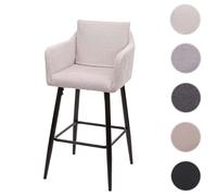 Tabouret de bar HWC-H93, tabouret de comptoir, repose-pieds métal tissu/textile crème-beige