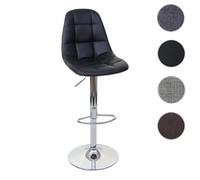 Tabouret de bar HWC-A67, tabouret de bar similicuir noir, pied chromé