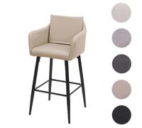Tabouret de bar HWC-H93, tabouret de comptoir, repose-pieds métal similicuir taupe