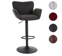 Mendler Tabouret de bar HWC-M67 – Pivotant avec accoudoirs, tissu gris foncé, pied noir