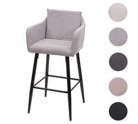 Tabouret de bar HWC-H93, tabouret de comptoir, repose-pieds métal tissu/textile gris clair