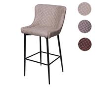 Tabouret de bar HWC-H79, pour comptoir, métal, vintage, avec repose-pied tissu / textile gris