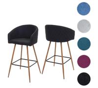 Mendler 2X Tabouret de Bar HWC-D72, Chaise, avec Dossier, Tissu - Gris Anthracite