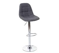Mendler Tabouret de bar HWC-A67 – Pivotant – Tissu gris – Pied chromé