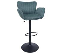 Tabouret de bar HWC-M67, siège pivotant, avec accoudoirs et repose-pieds, tissu/textile, fer, MVG pied vert, pied noir