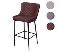 Tabouret de bar HWC-H79, pour comptoir, métal, vintage, avec repose-pied tissu / textile marron