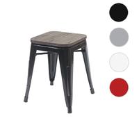 Tabouret HWC-A73 avec assise en bois, tabouret métallique, métal design industriel empilable ~ noir