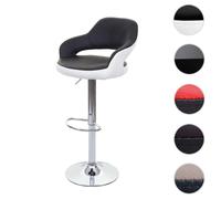 Tabouret de bar HWC-F16, tabouret pivotant, avec dossier simili cuir noir-blanc