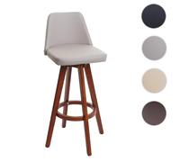 Tabouret de bar HWC-C43, chaise de bar tabouret de comptoir, bois similicuir pivotant taupe