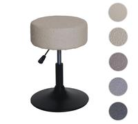 Tabouret HWC-C22, tabouret de maquillage, réglable en hauteur pivotant Ø 37cm Tissu Bouclé (450g/m²) MVG beige
