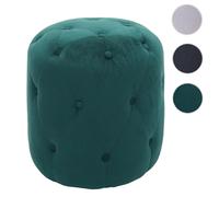 Tabouret HWC-D22, Pouf Ottomane, 42x39cm MVG ~ Velours vert foncé