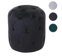 Tabouret HWC-D22, ottoman avec rivets, 42x39cm velours, noir