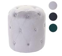 Tabouret HWC-D22, Pouf Ottomane, 42x39cm MVG- ~ velours gris clair
