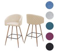 Mendler 2X Tabouret de Bar HWC-D72, avec Dossier, Tissu - crème-Beige
