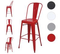4x tabouret de bar HWC-A73, chaise de comptoir avec dossier, métal, design industriel rouge