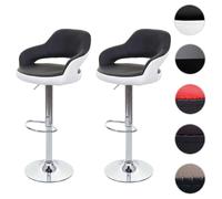 Mendler 2X Tabouret de Bar HWC-F16 Similicuir Noir Blanc