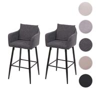Mendler Tabourets de bar tissu - Gris foncé
