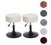 Mendler Tabourets en tissu pivotants - Crème