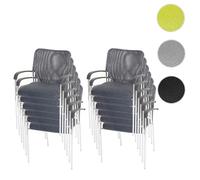 Mendler Lot de 12 chaises de conférence Tulsa empilable Tissu Gris
