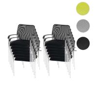 Lot de 12 chaises de conférence / visiteur Tulsa, empilable, tissu siège noir, dossier noir