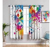 MENGBB Rideaux Occultants Enfant Microfibre - Jet d'encre graffiti football personnalité - Oeillets Rideau 90% Occultant - 110x140cm Moderne Cuisine Chambre Salon Décoration pour Salon