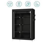 MENGDA Armoire de Rangement Garde-Robe Pliable en Tissu intissé 105x170x45 cm Penderie Portable avec Fermeture à Glissière Noir