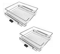 MENGDA Tiroir Téléscopique de Cuisine - Largeur (26/41/46/56cm) et Set (1/2 Pièces) au Choix, Charge max: 12 kg, Rails Inclus - Panier de Rangement Coulissant (2, Convient pour armoire de 46 cm)