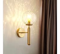 Mengjay Applique Murale Moderne E27 Industriel Vintage Globe en Verre Goutte Applique Rétro Éclairage de Lampes Murales Boule de Verre Métal Doré, pour Chambre, Salon (transparent)