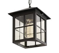 Mengjay E27 Lampes Suspendues Lampe Pendentif Extérieure Noir Rétro IP44 Vintage Industriel Fer Plafonnier Éclairage Imperméable À La Pluie Pavillon Villa Loft Lustre Lumière Extérieure (B)