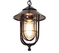 Mengjay E27 Lampes Suspendues Lampe Pendentif Extérieure Noir Rétro IP44 Vintage Industriel Fer Plafonnier Éclairage Imperméable À La Pluie Pavillon Villa Loft Lustre Lumière Extérieure (D)